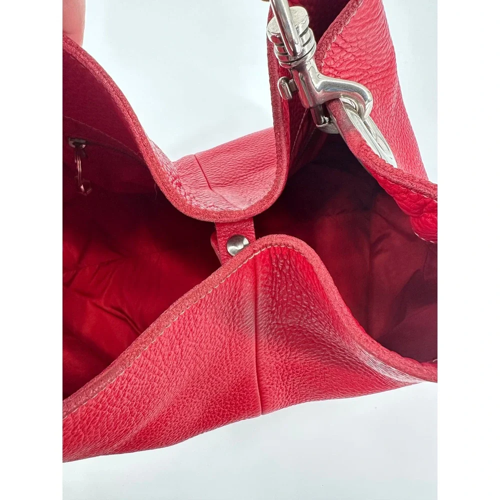 Miu Miu Red Pebbled Leather Slouchy Vintage Hobo Bag Silver Hardware Italy